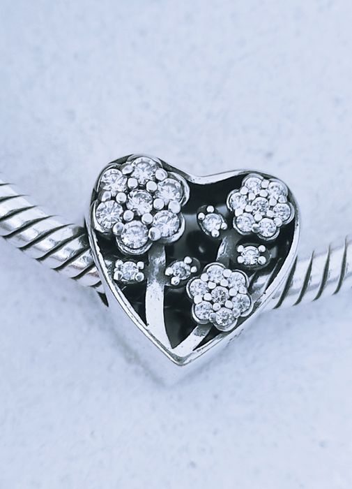 Charm's serce z kwiatami srebro s 925