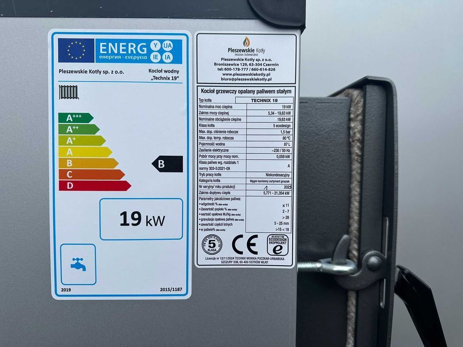 Ekologiczny Pleszewski Kocioł Piec C.O. z Podajnikiem na Ekogroszek 19kW 5 klasa Ekodesign, dostawa GRATIS, dotacja, montaż