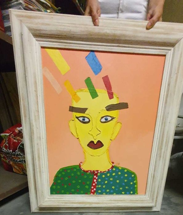 4 Pinturas Acrílico Sobre Tela Emoldurado