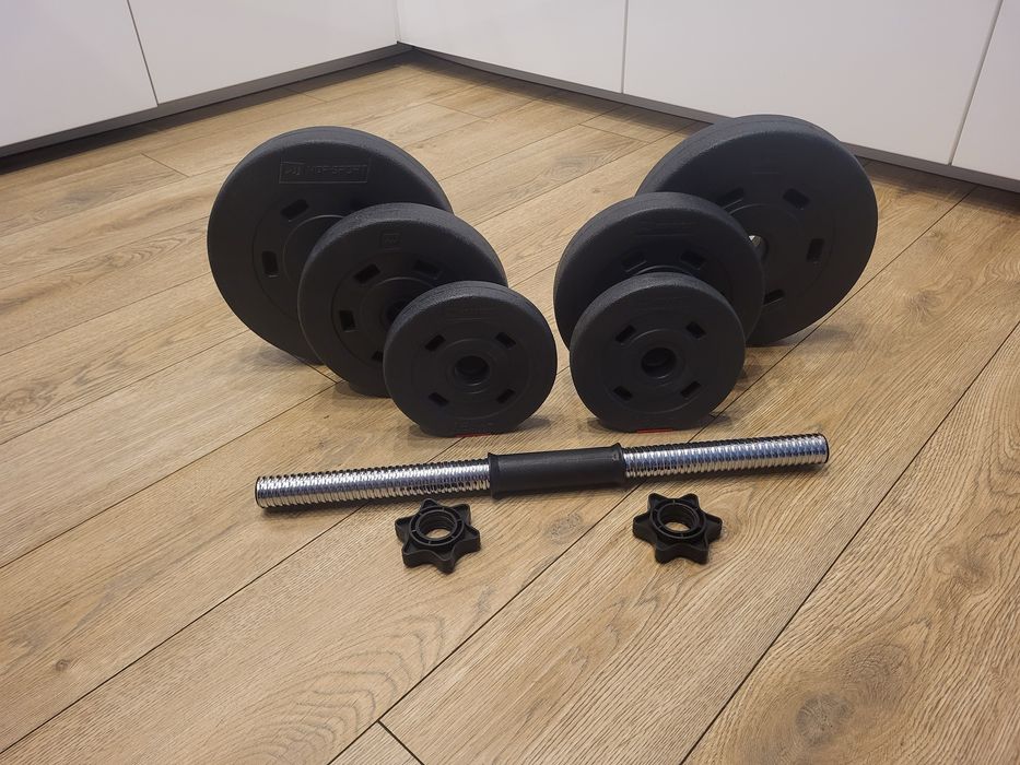 Hantle bitumiczne 2x17,5kg regulowane, gryf 50cm, 2 gwintowane zaciski