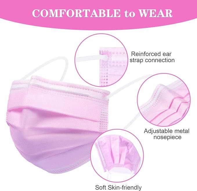 50 sztuk jednorazowych, 3-warstwowych masek dla dorosłych