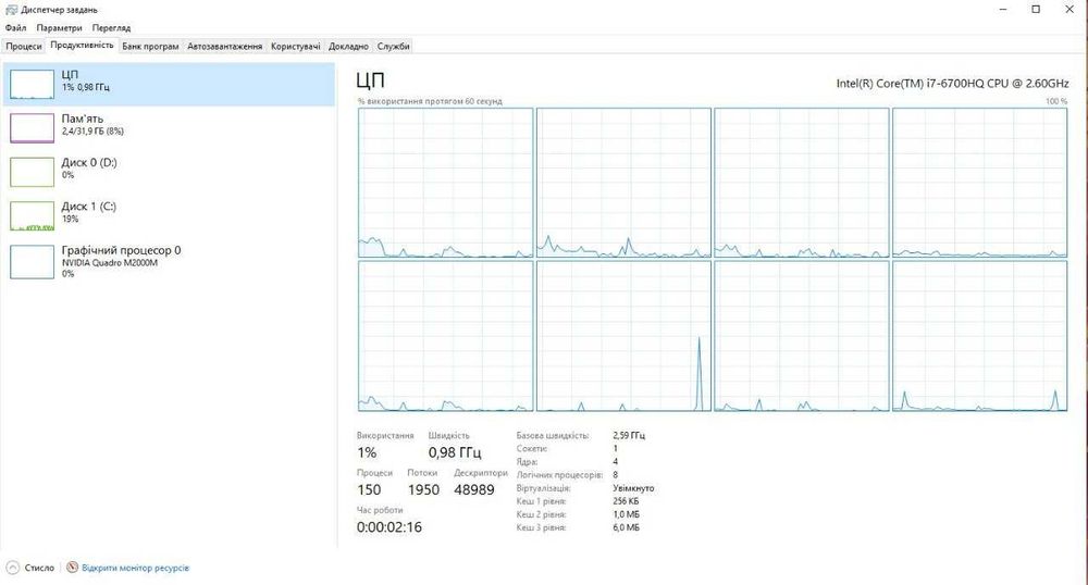Ноутбук HP 17 G3 17" i7-6700HQ/32GB /256GB + 1TB /NVIDIA M2000M