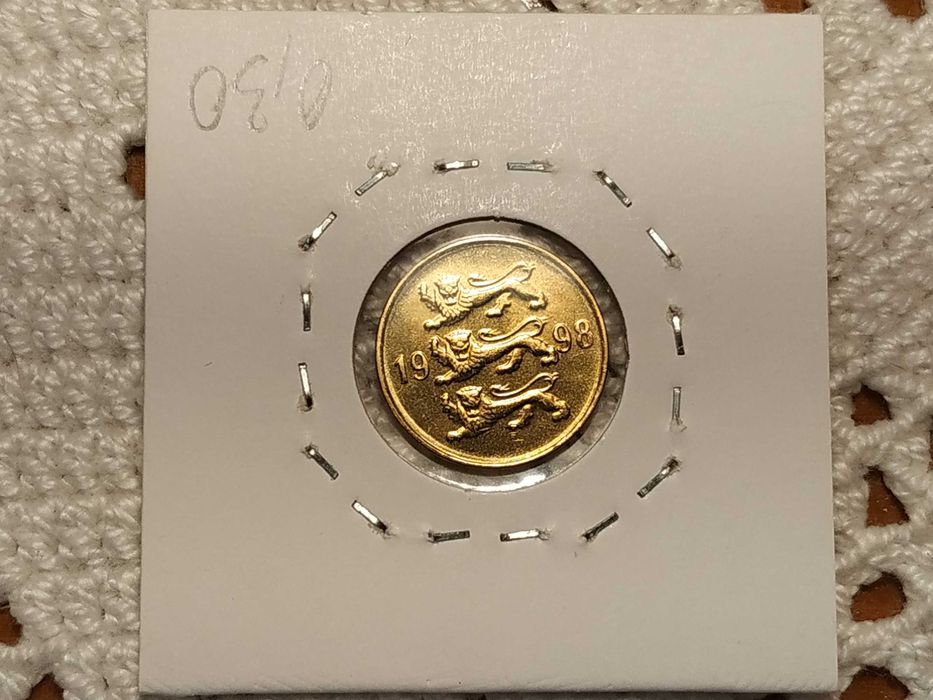 Estónia - moeda de 10 senti de 1998 (animais)