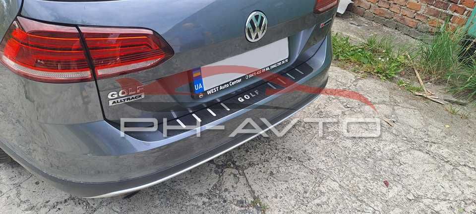 Накладка на бампер VW Golf 7 Combi Універсал Нержавійка + карбон