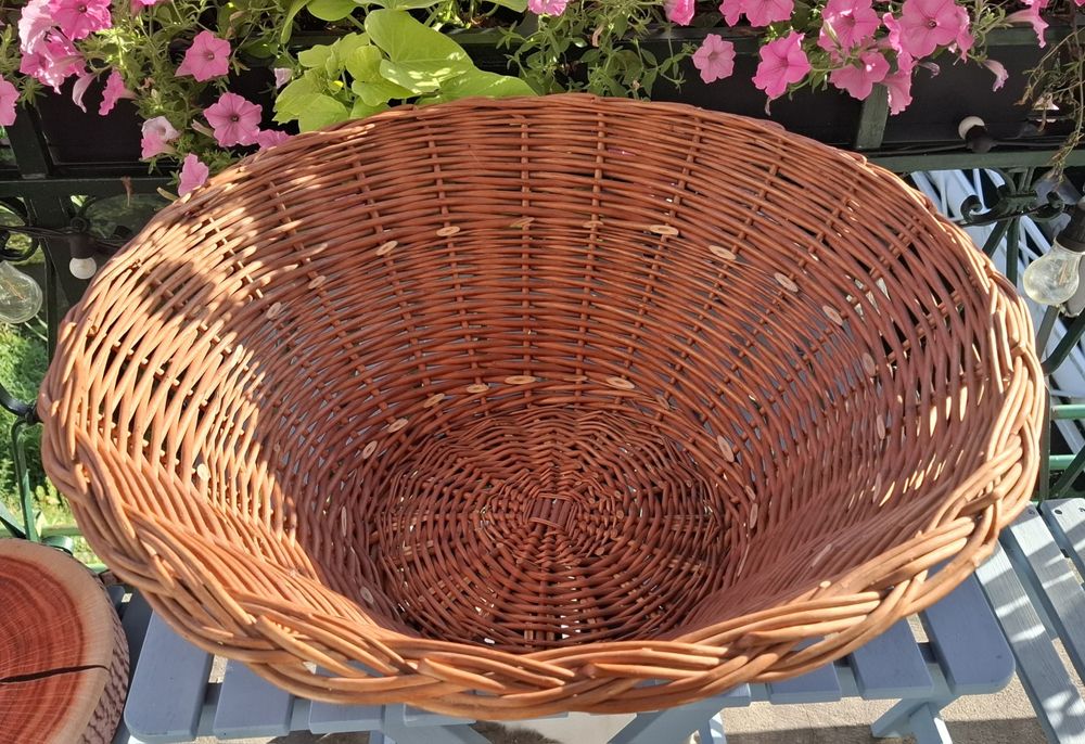 Duży okrągły kosz wiklinowy 60 cm | Solidny kosz na koce, drewno, zabawki