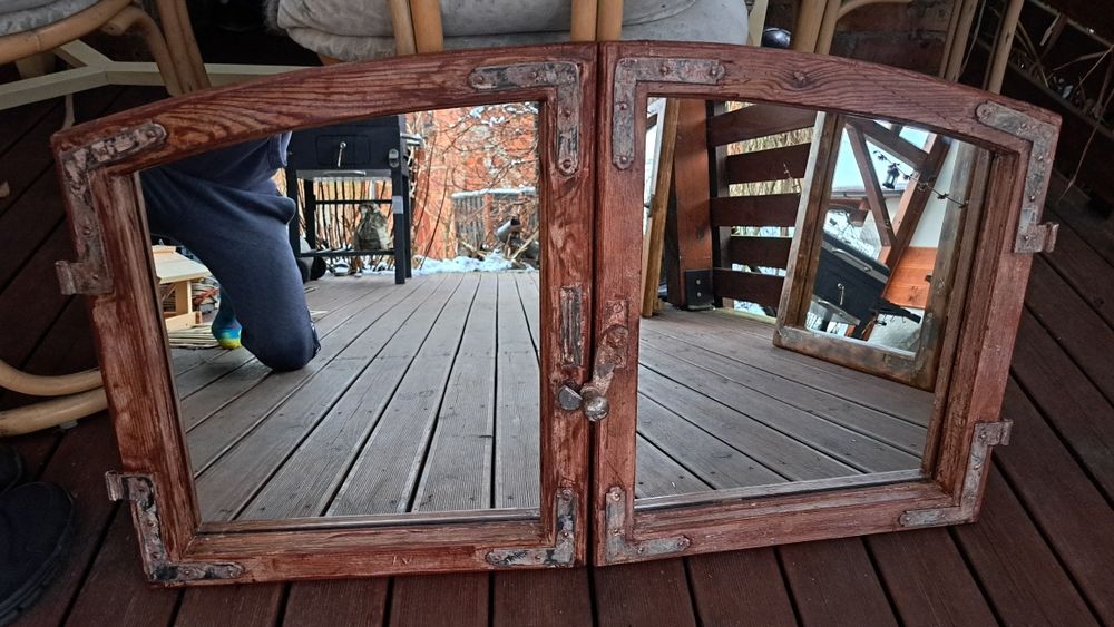 Lustro z duszą rękodzieło stare okno Vintage Retro Loft