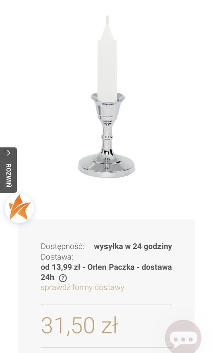 Komplet 14 srebrnych świeczników