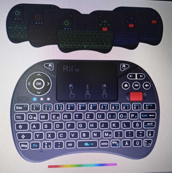 Nowa mini klawiatura z touchpaden RIiTV 2,4GHz 8kolorow bezprzewodowa