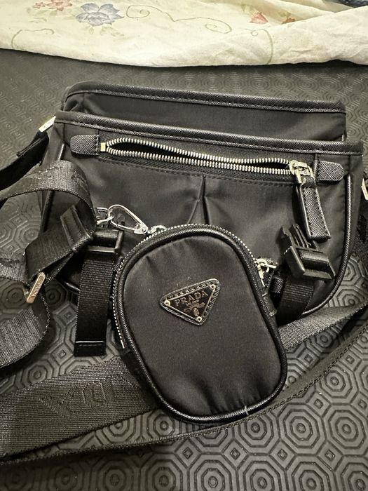 Re-nylon  leather shoulder bag