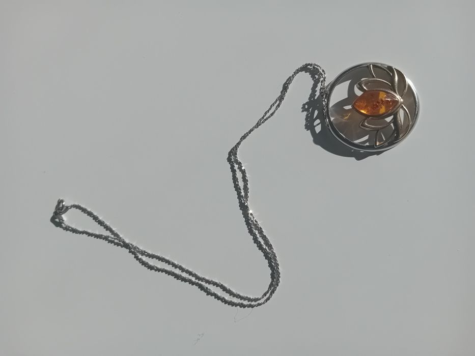 Naszyjnik "Kwiat Lotosu" srebrny z burszytnem