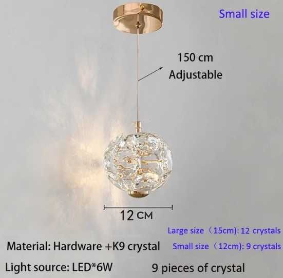 Lampa Wisząca LED: Lux Kryształki Złota 3-5m2 NOWA Cena z Wysyłką: 177