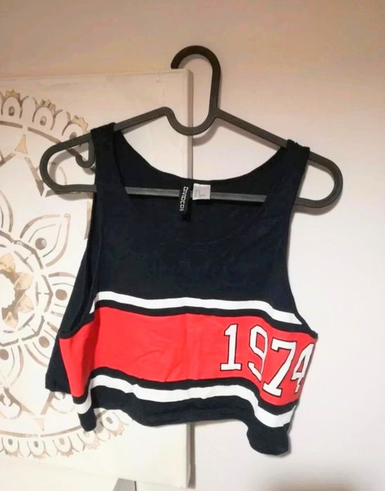 Wyprzedaż granatowy krótki crop top H&M rozmiar S