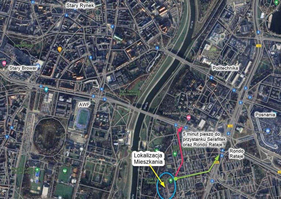 Pokój jednoosobowy | mieszkanie 3-osob.| Rondo Rataje | Piastowskie 59