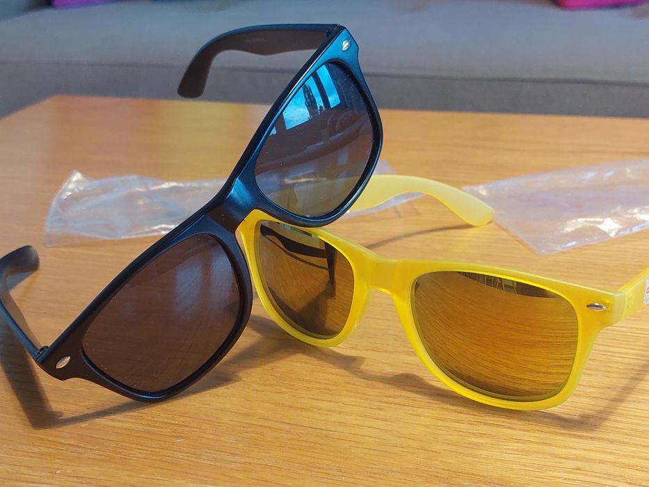 Okulary przeciwsłoneczne nowe UV400 2 sztuki czarne żółte +1 gratis
