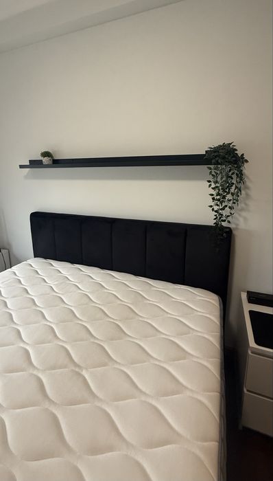 Cama casal veludo preta 160x200