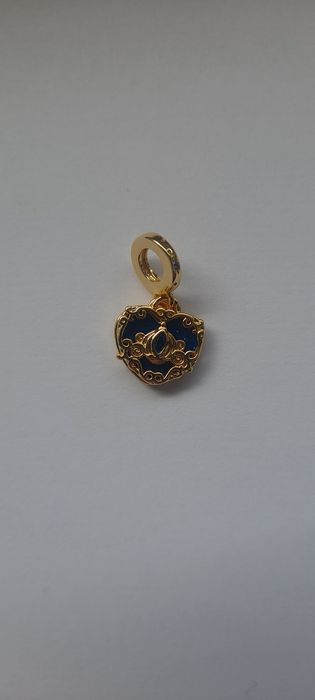 Oryginalny Złoto Granatowy Charms Podwójne Serce Pandora Srebro S925