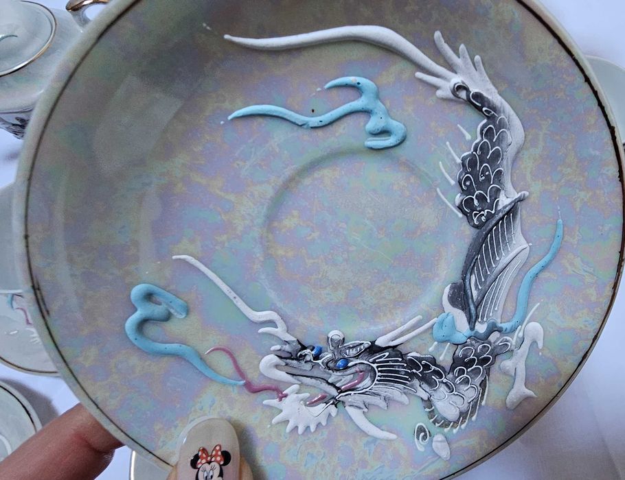 serviço de café japonês vintage dragonware com geisha