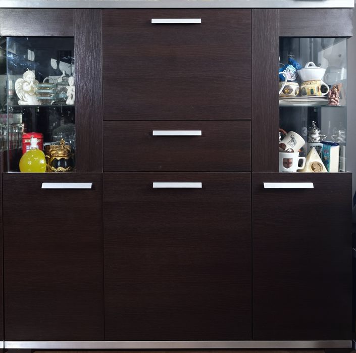 Zestaw mebli komoda, witryna, szafka tv, kolor wenge