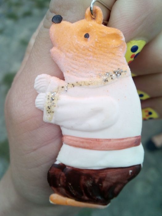 Новогодняя елочная игрушка пластмассовый мишка медведь СССР в коллекци