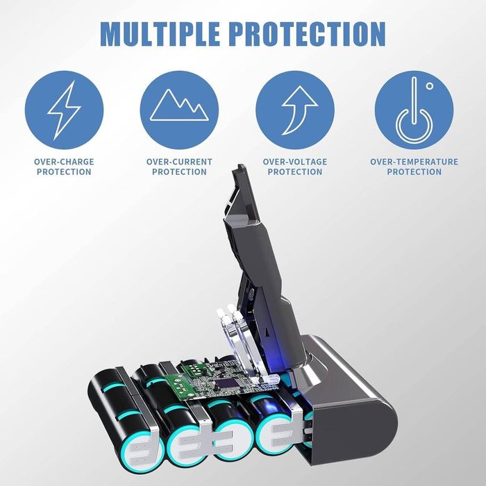 Акумулятор BATTOOL 8000 mAh 21.6V пилосос Dyson V7 сірий з індикаціїєю