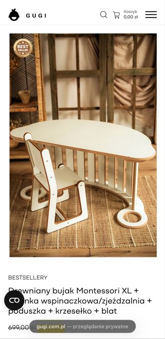 Drewniany bujak Montessori XL