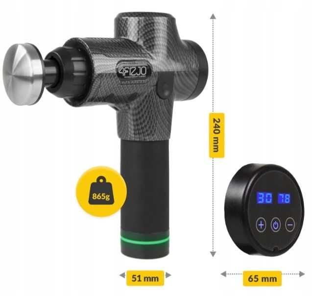 Pistolet do masażu Masażer MASSAGE GUN ULTRA 4FIZJO 100 W + 9 Końcowek