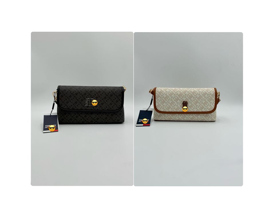 Сумка женская T*mmy  | Бежевый и черный | Монограмма