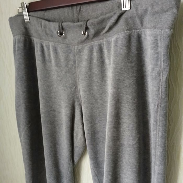 Штани велюрові розмір L сірий меланж на резинці