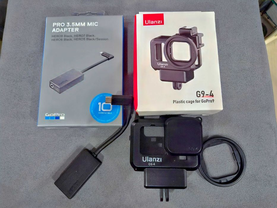 Adapter mikrofonu Mic Gopro i obudowa do vlogowania i adaptera.