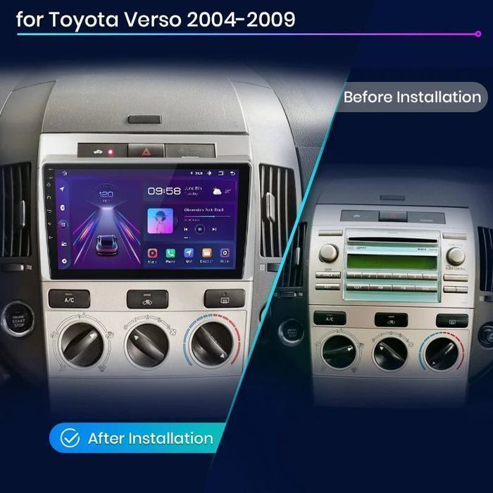 Radio Android 9” CarPlay Android Auto – Toyota Corolla Verso 04–09 PL