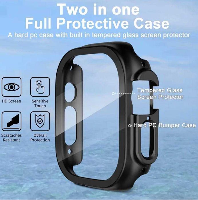 Чохол бампер із загартованим склом для Apple Watch Ultra 1, 2 ,3 49mm