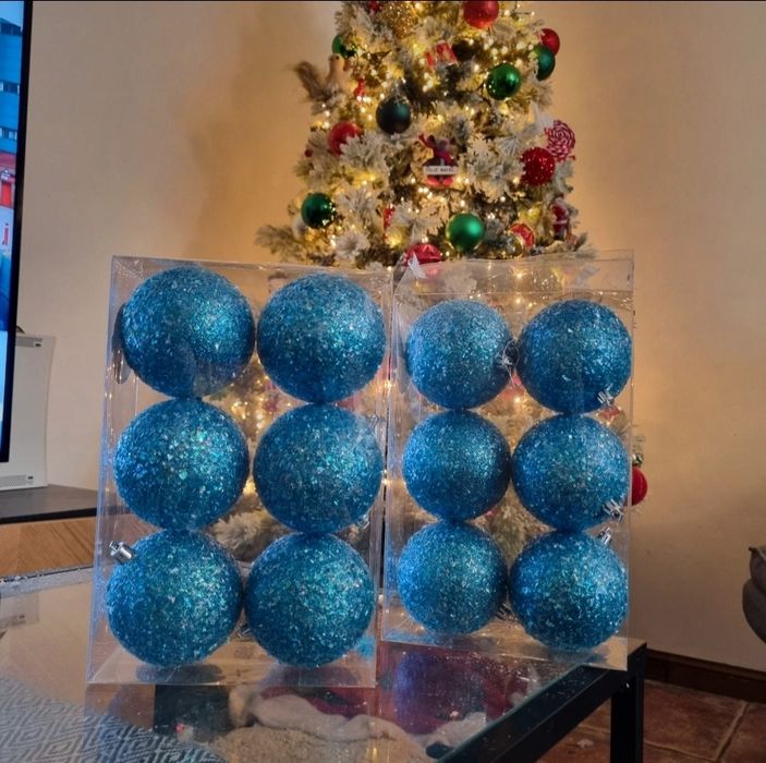 12 bolas de Natal azuis novas