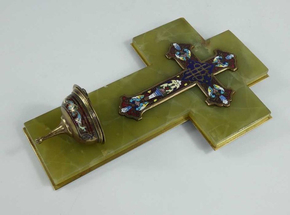 KROPIELNICA onyx emalia Jezus KRZYŻ 22,3 cm