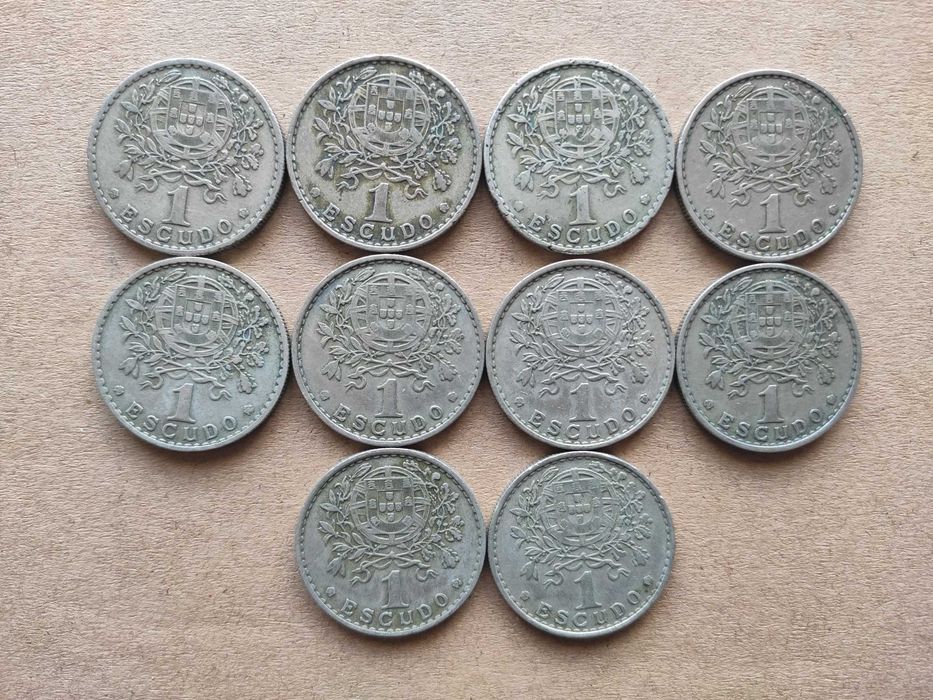 Conjunto 10 Moedas 1$ Alpaca - 1957, 1958, 1959, 1961, 1962 Escudos