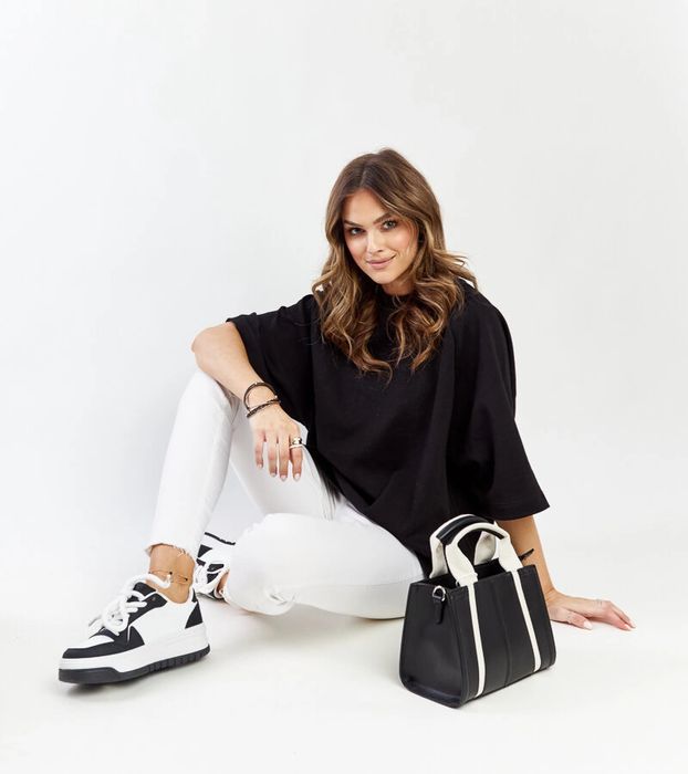 Czarno-białe sneakersy na grubej podeszwie Galit
