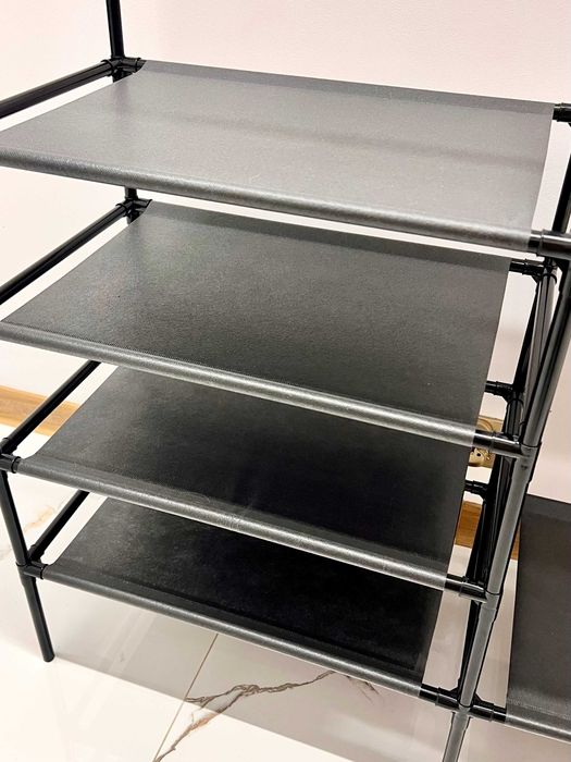 XXL Wieszak stojący 3 drążki + 8 półek organizer, szafa na ubrania pojemna