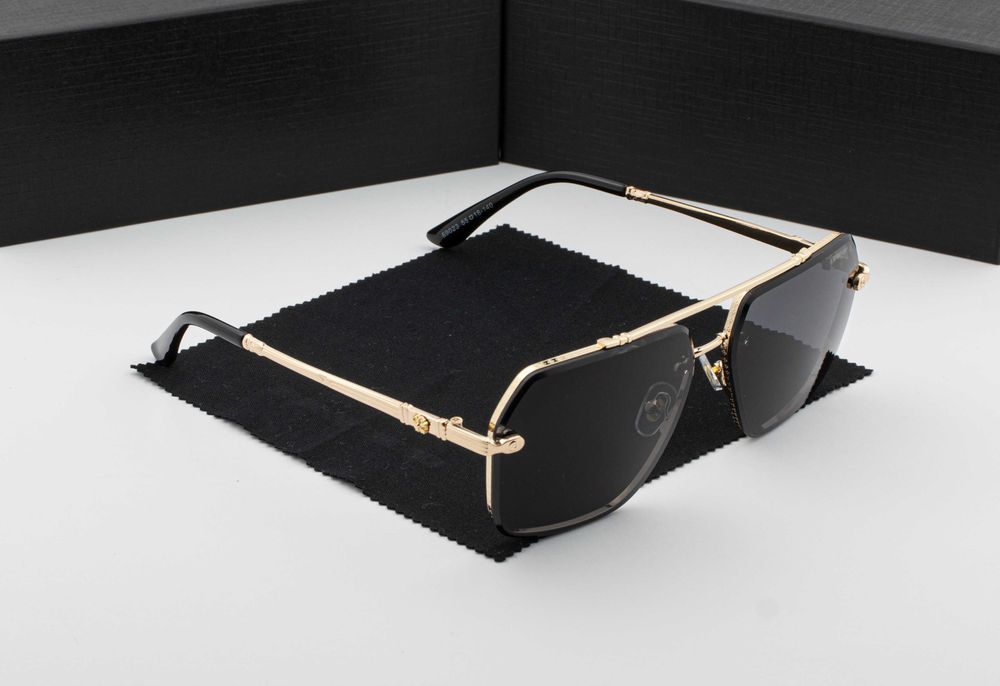 Чоловічі сонцезахисні окуляри Chrome Hearts | UV400 | квадратна лінза | футляр в комплекті | металева оправа