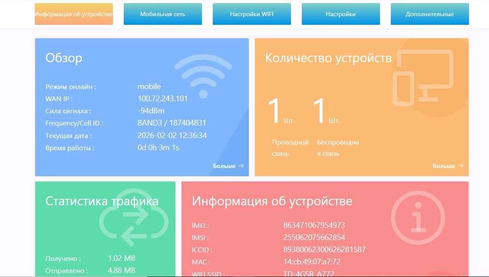 Роутер 4G LTE під 2 сім-карти TD954G2 V6.0