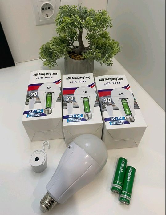 Аккумуляторная лампа LED 20W E27 с 2 аккумуляторами