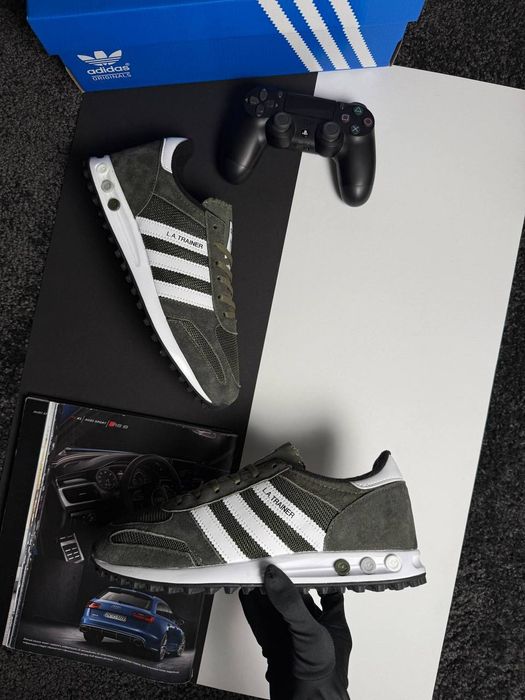 Кросівки сітка чоловічі Adidas LA Trainer Dark Khaki White 41-45р
