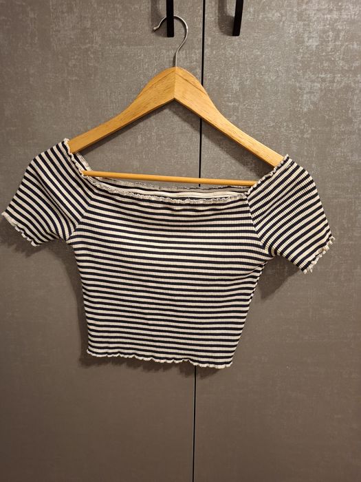 Top w paski biało czarny