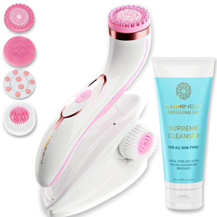 Szczoteczka Brush Pro Lumineo 4 Końcówki + Żel Do Twarzy Różowa Lumineo