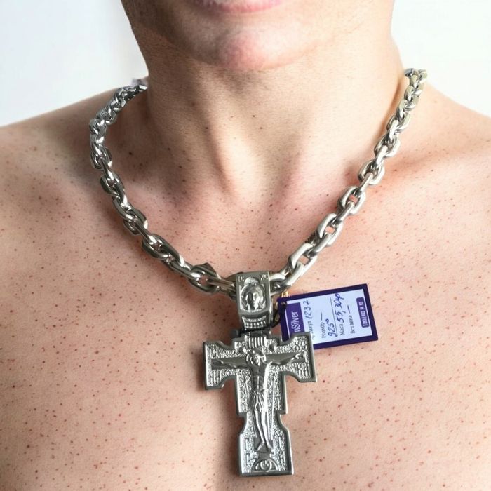 Срібний набір ланцюжок+хрестик, цепочка серебряная+крестик набор 925