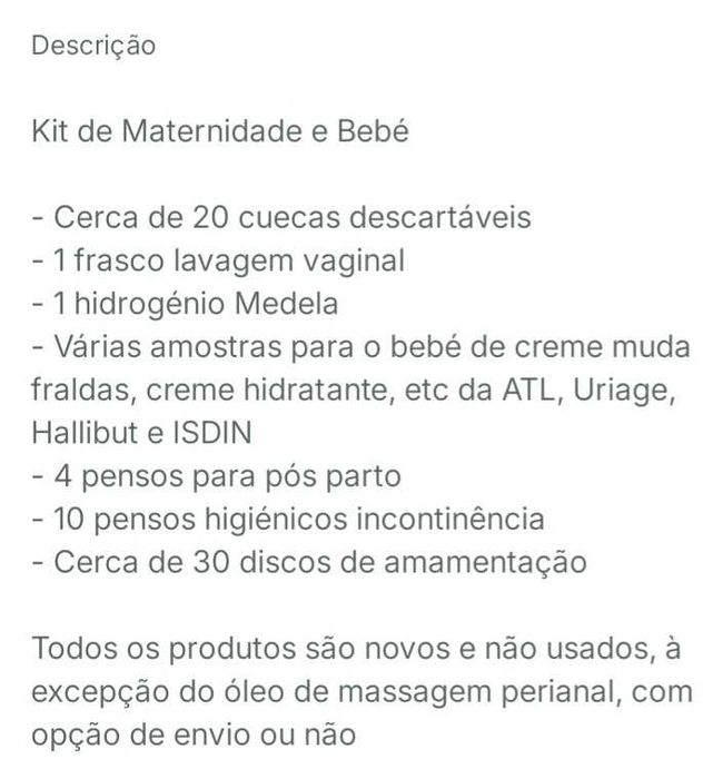 Kit Maternidade e Bebé