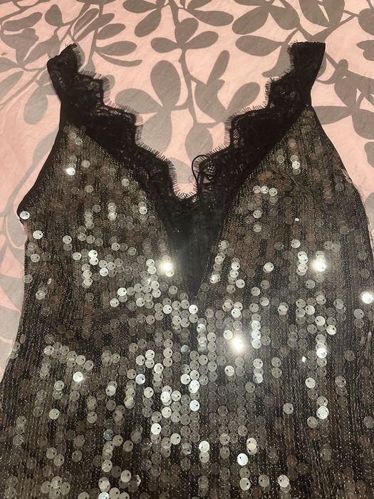 Топ мереживний з паєтками Zara, Xs