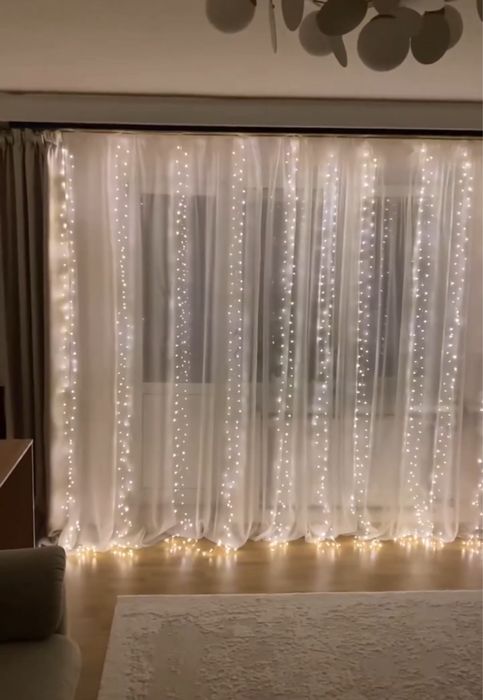 Гірлянда штора 3 на 3 метри, 3х3 м, капля роси на вікно окно гирлянда