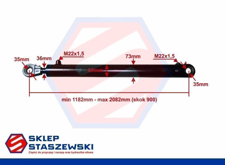 GRUBY Siłownik Hydrauliczny CJ2F 63x36 SKOK 900 [0775]