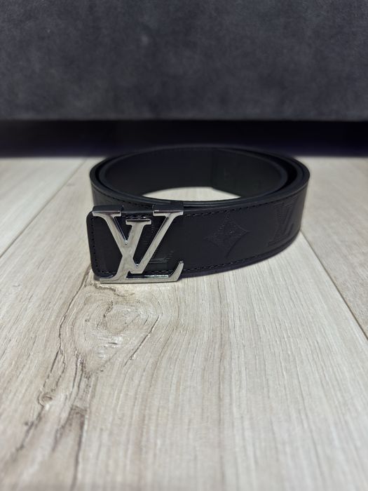 Pasek lv srebrna klamra czarny pattern