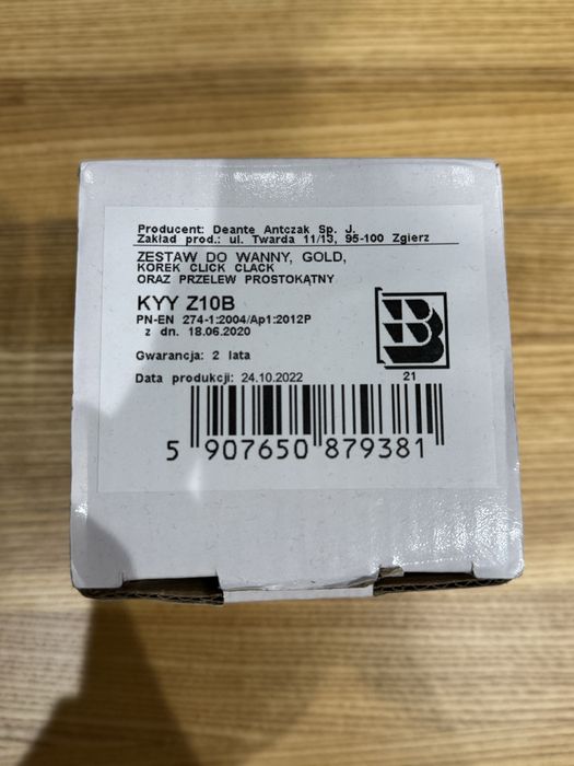 korek wannowy złoty Deante klik klak NOWY