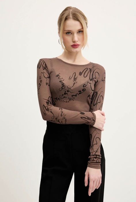 Desigual лонгслів коричневий з принтом L новий з біркою